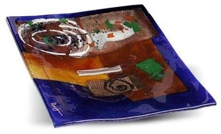 Abstract Spiral Square Platter, 12"