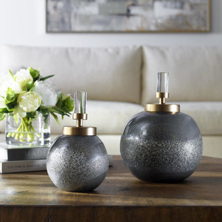 Uttermost 17729 Cessair 7"W Crystal and Glass Bottles - Set of 2 - Blue-Gray /