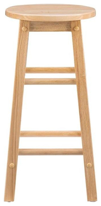 Linon Sims Classic 24" Backless Round Counter Stool in Natural Brown Rubberwood