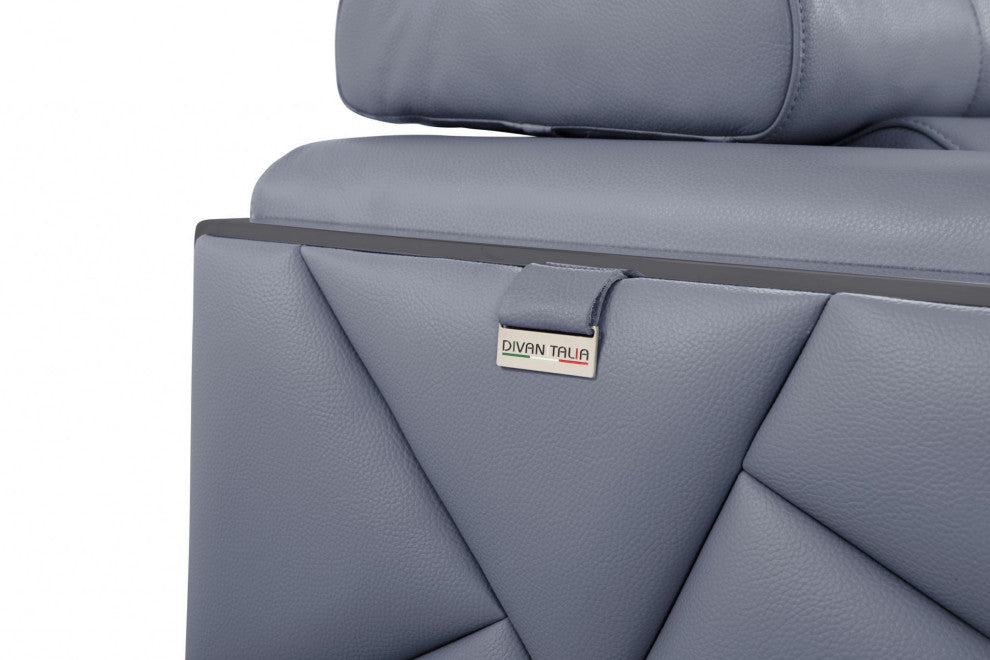 Mod Slate Blue Leather and Chrome Deco Accent Chair