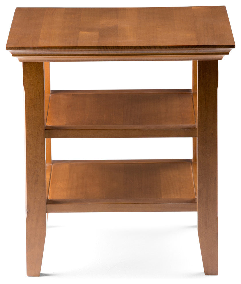 Acadian Solid Wood 19 Inch Wide Square End Table In Light Golden Brown