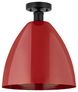 Edison Plymouth Dome 1 Light 12" Semi-Flush Mount, Matte Black, Red
