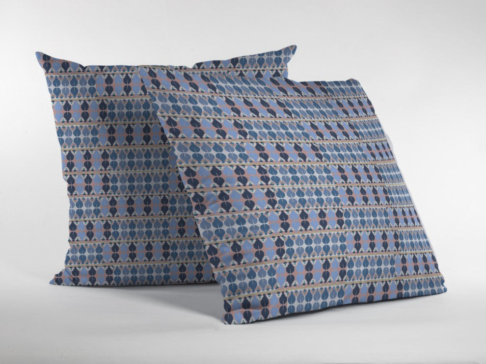 20" Blue Gray Spades Suede Throw Pillow