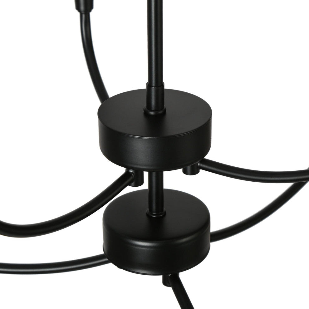 LNC 6-Light Matte Black Candle Modern/Contemporary LED Indoor Chandelier