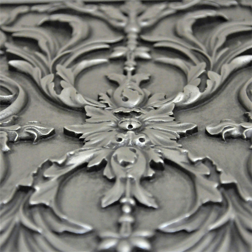 Viola Pewter Nickel Matte Finish 12" x 18" Hand Made Metal Mural Tile