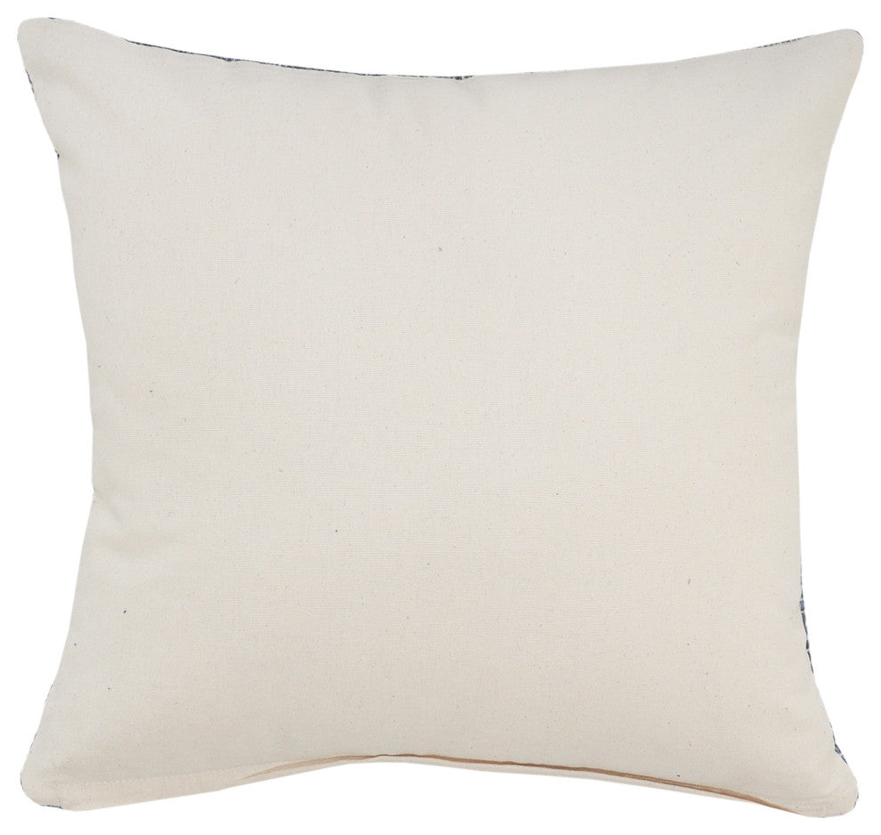 Ox Bay Handwoven Blue Diamond Organic Cotton Pillow Cover, 20"x20"