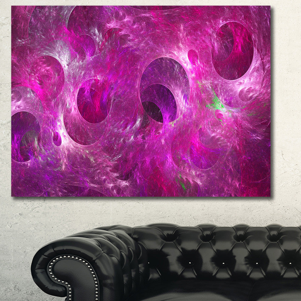 Dark Pink Fractal Glass Texture, Oversized Abstract Canvas Art Print, 60x40