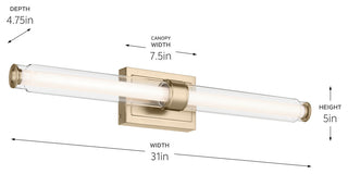 31" Linear Bath Bar Large LED With Clear Glass