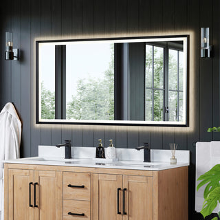 Apollo Anti-Fog Dimmable Vanity, LED Lighted Wall Mirror, Matte Black, 60"