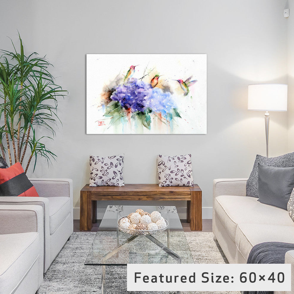 "Three Hummingbirds" by Dean Crouser, 18x12x1.5"