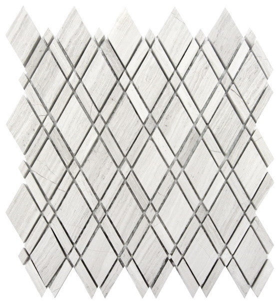 Interlocking Mosaic Tile, White Oak Lattice, 50 Sq. ft., 12"x12"