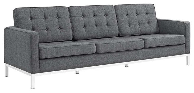 Modway 2-Piece Fabric Loft Living Room Set, Gray