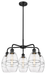 Ballston-Vaz 5-Light 24" Stem Chandelier, Matte Black, Clear