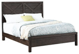 Wood Bed, Dark Gray, Queen