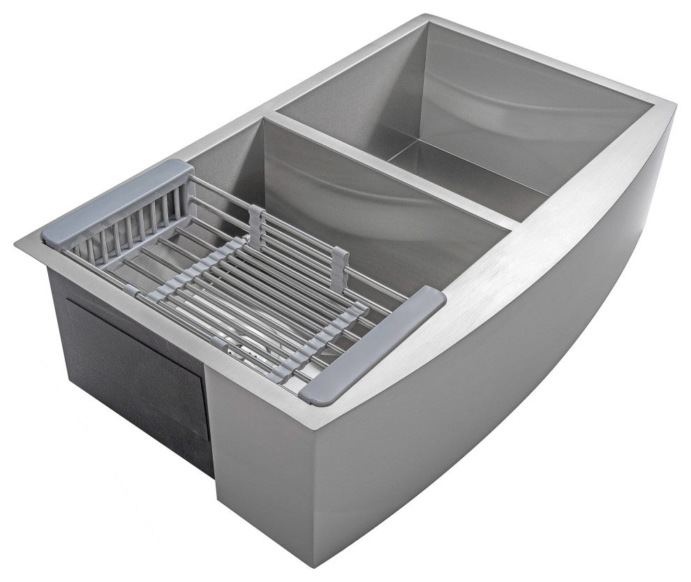 AKDY 33"x22"x9" Apron Farmhouse Stainless Steel Double Bowl Kitchen Sink