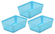 Plastic Storage Baskets for Office, Set of 3, Blue