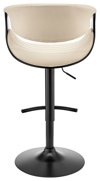 Gionni Adjustable Swivel Cream Faux Leather and Black Wood Bar Stool