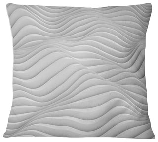 Fractal Rippled White 3D Waves Contemporary Throw Pillow, 18"x18"