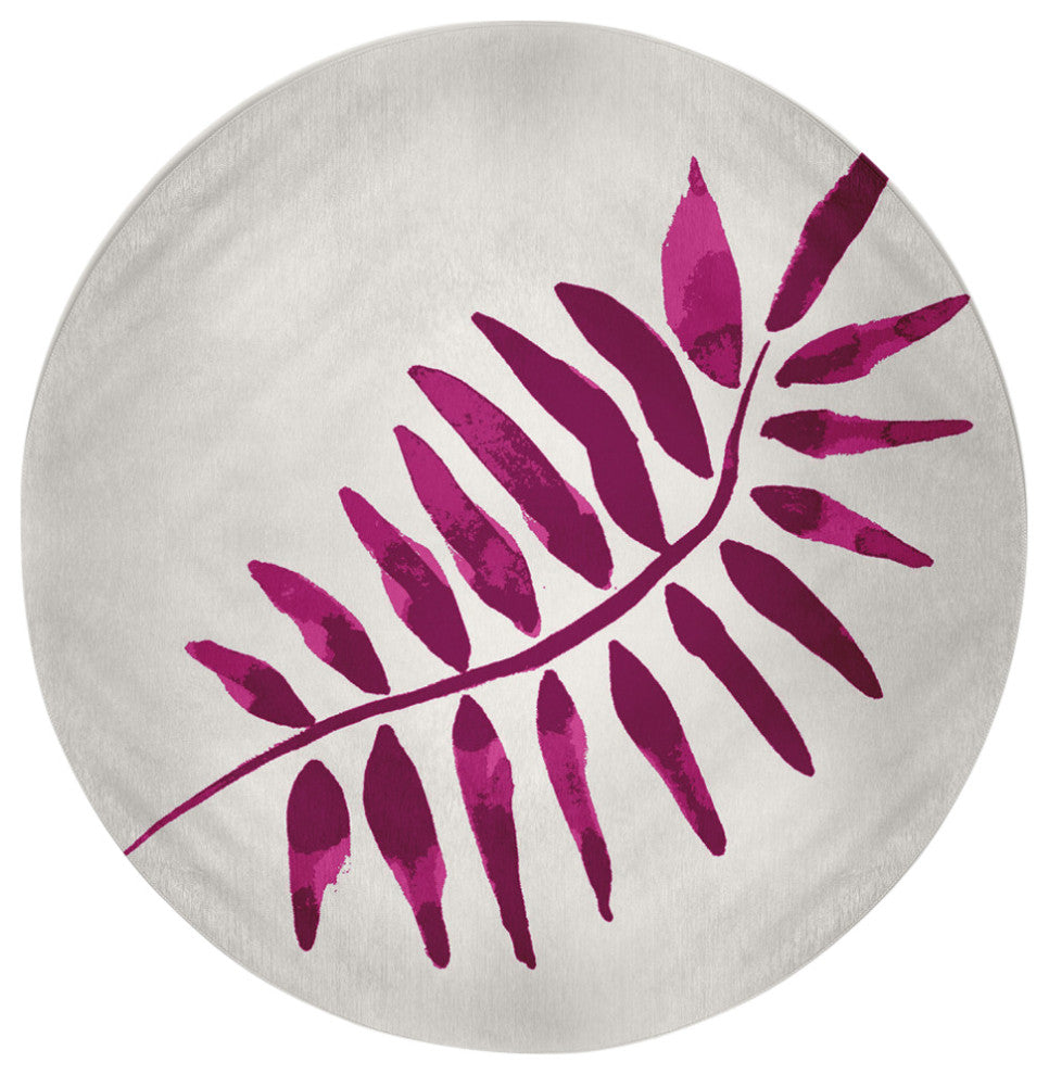 Frond 2 Spring Chenille Rug, Purple, 5' Round