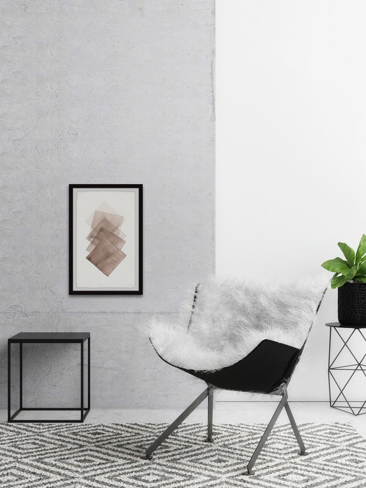 "Five Brown Squares" Framed Painting Print, 30"x45"