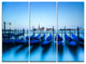 "Venice Gondolas at Blue Sunset" Metal Wall Art, 3 Panels, 36"x28"