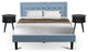 3Pc Platform Bed Set, 1 Bed, 2 Small Nightstands, Denim Blue
