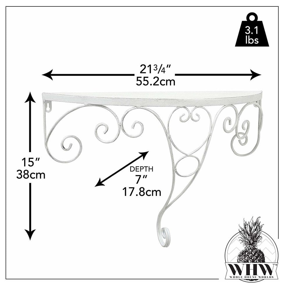 Madeline Half Moon Floating Shelf With Arabesque Bracket Support