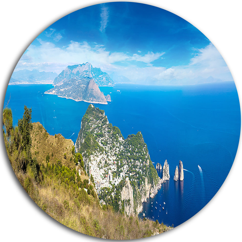 Capri Island In Italy, Photography Large Disc Metal Wall Art, 36"