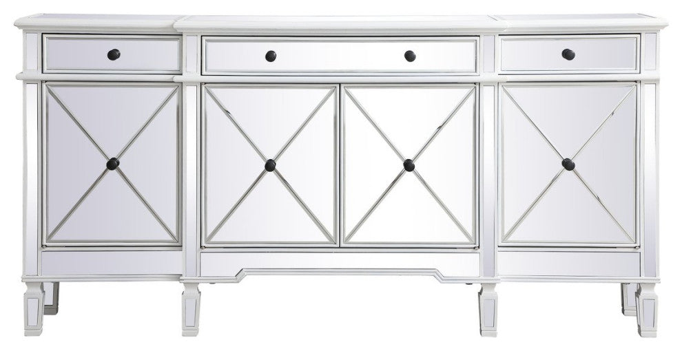 Calum 72" Mirrored Credenza, Antique White