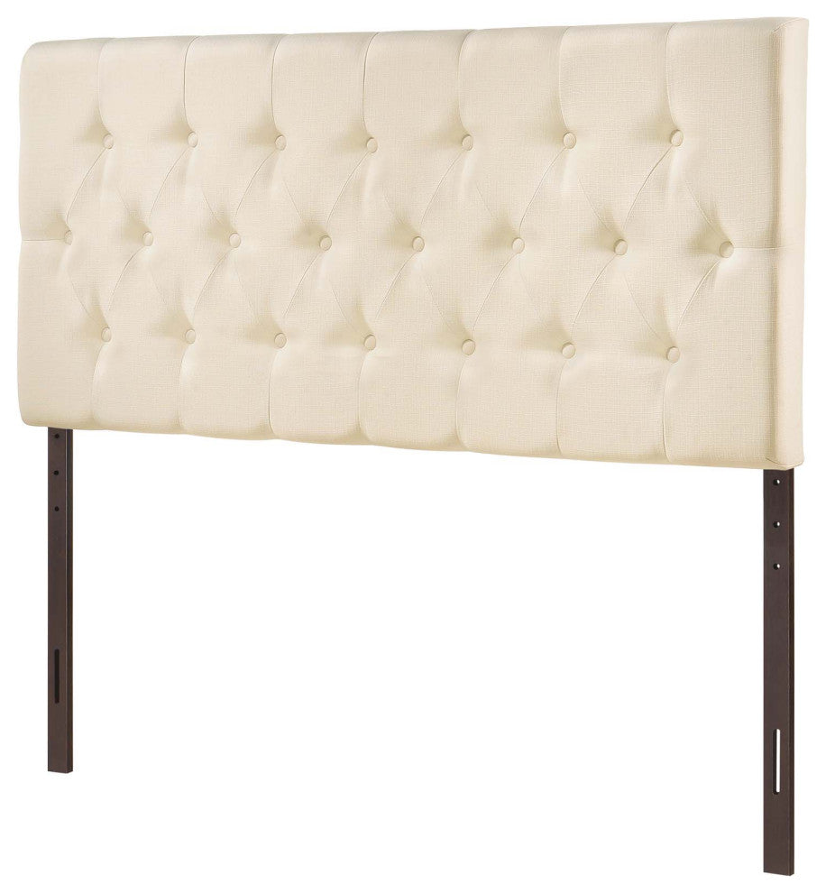 Headboard, King Size, Ivory White, Fabric, Modern, Bedroom Master Guest Suite