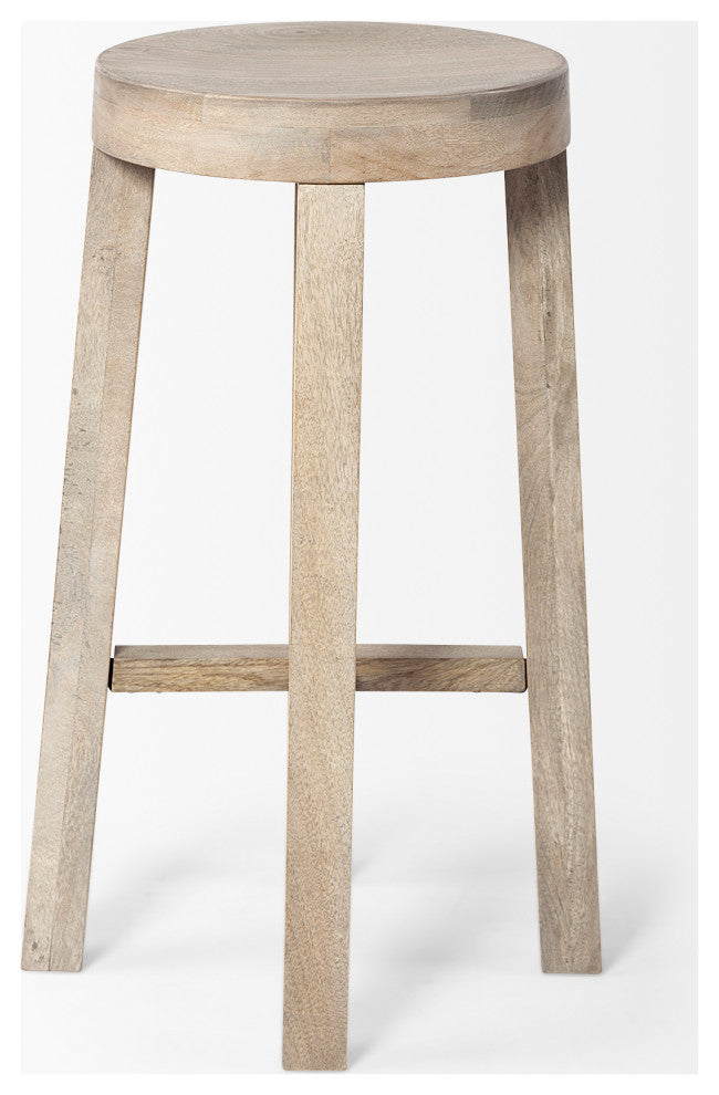 Brahma White Washed Solid Wood Bar Stool