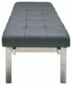 Louve Long Brushed Stainless Steel Frame Bench, Gray