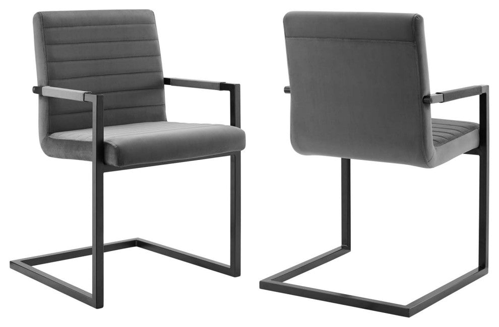Savoy Performance Velvet Dining Chairs - Set of 2-Gray