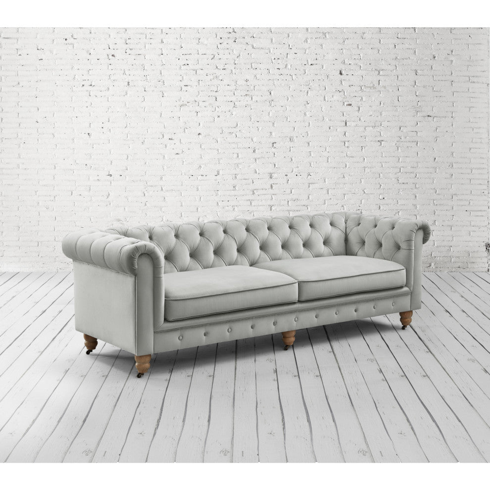 Rustic Manor Maddie Sofa Button Tufted, Gray