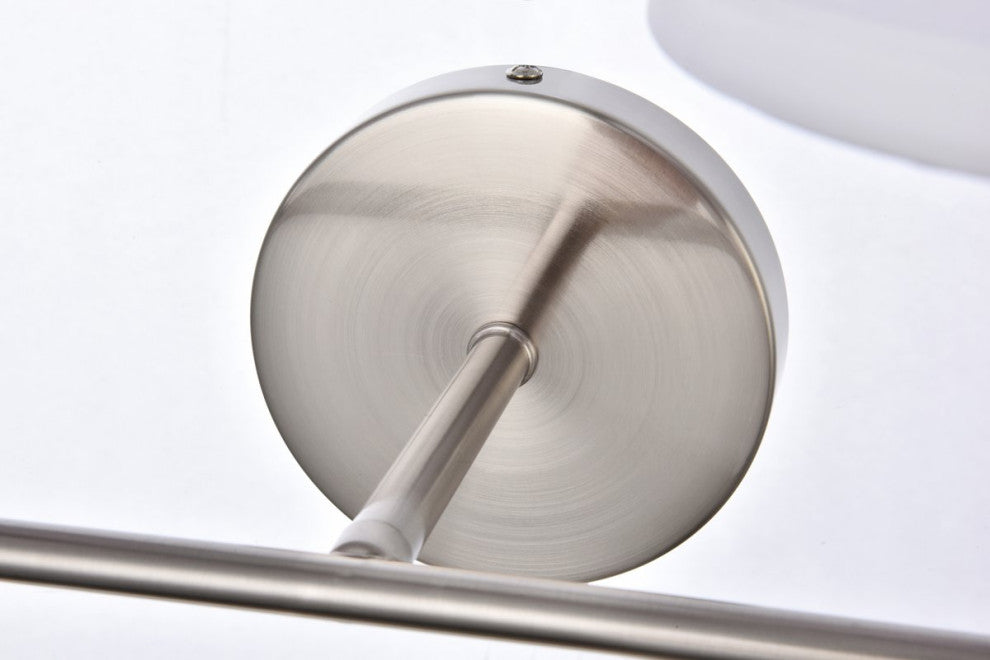 Beau 2-Light Bath Sconce, Satin Nickel With White Fabric Shade