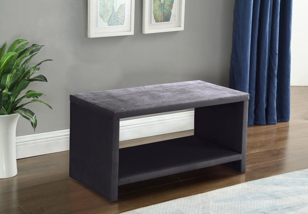 Cleo Velvet Night Stand, Gray