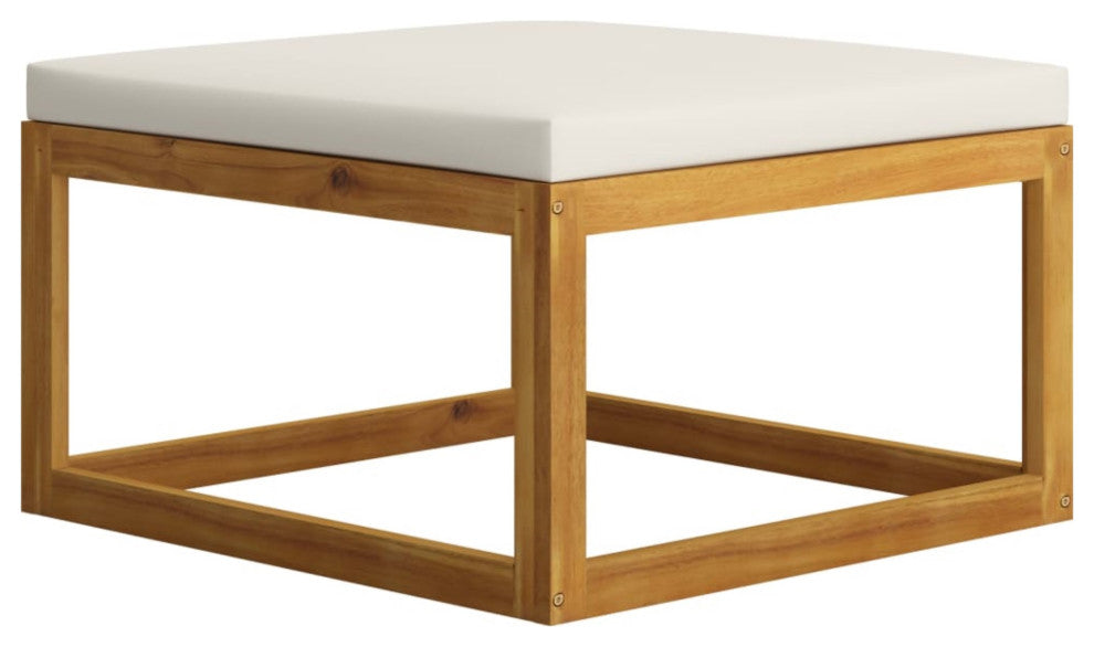 Vidaxl Footrest With Cream White Cushion Solid Acacia Wood