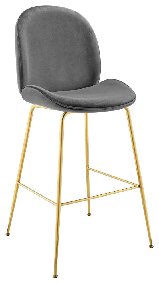 Scoop Gold Stainless Steel Leg Performance Velvet Bar Stool