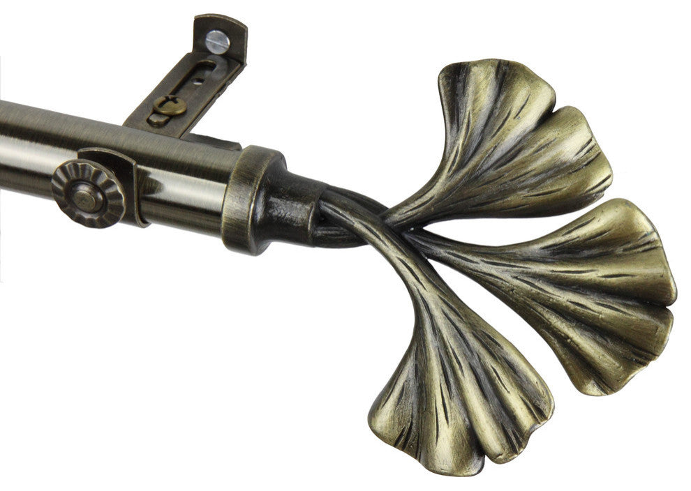 Florence 13/16" 5-Sided Bay Window Curtain Rod, Antique Brass