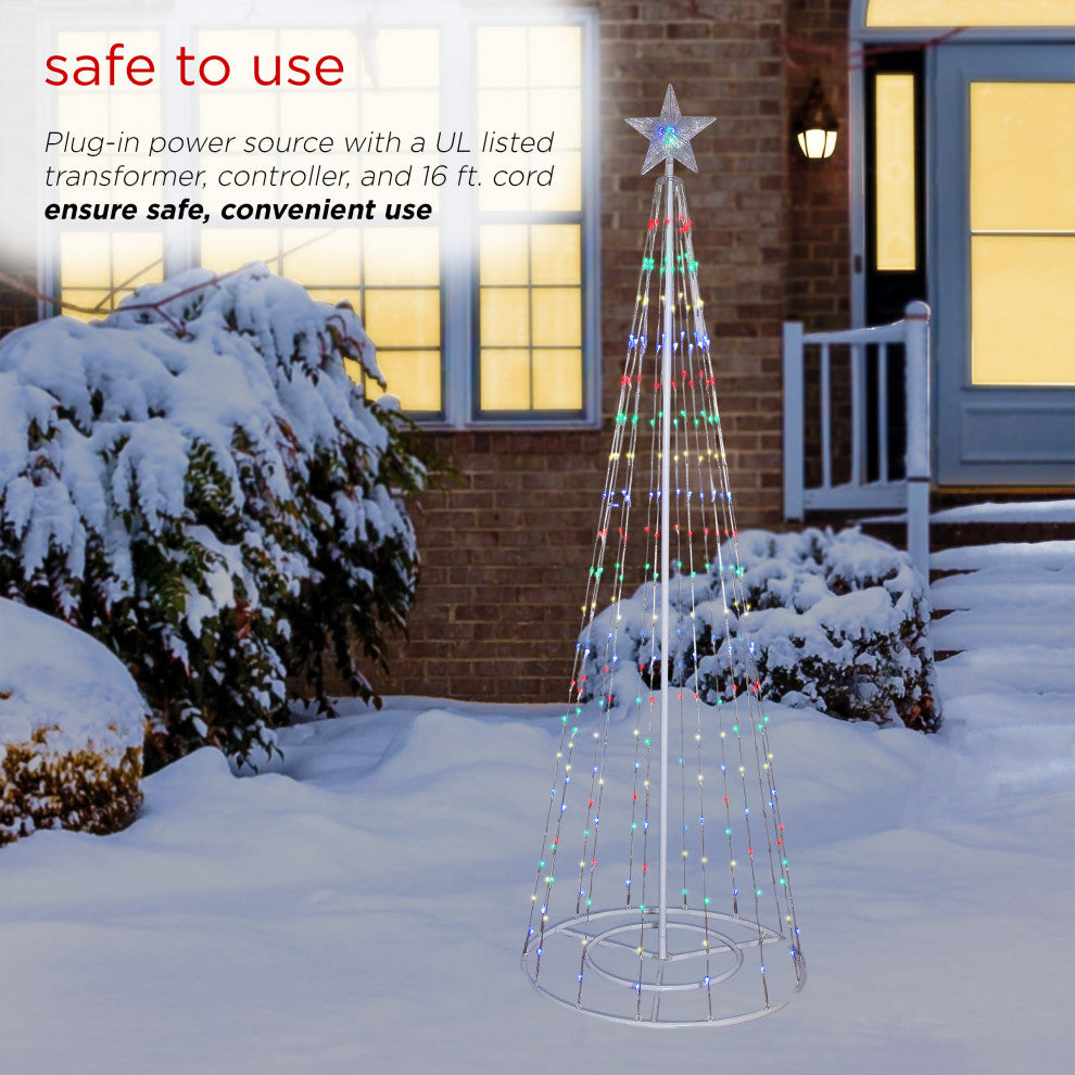 86"H Indoor Artificial Christmas Tree with Multi-Colored Lights and Star Topper