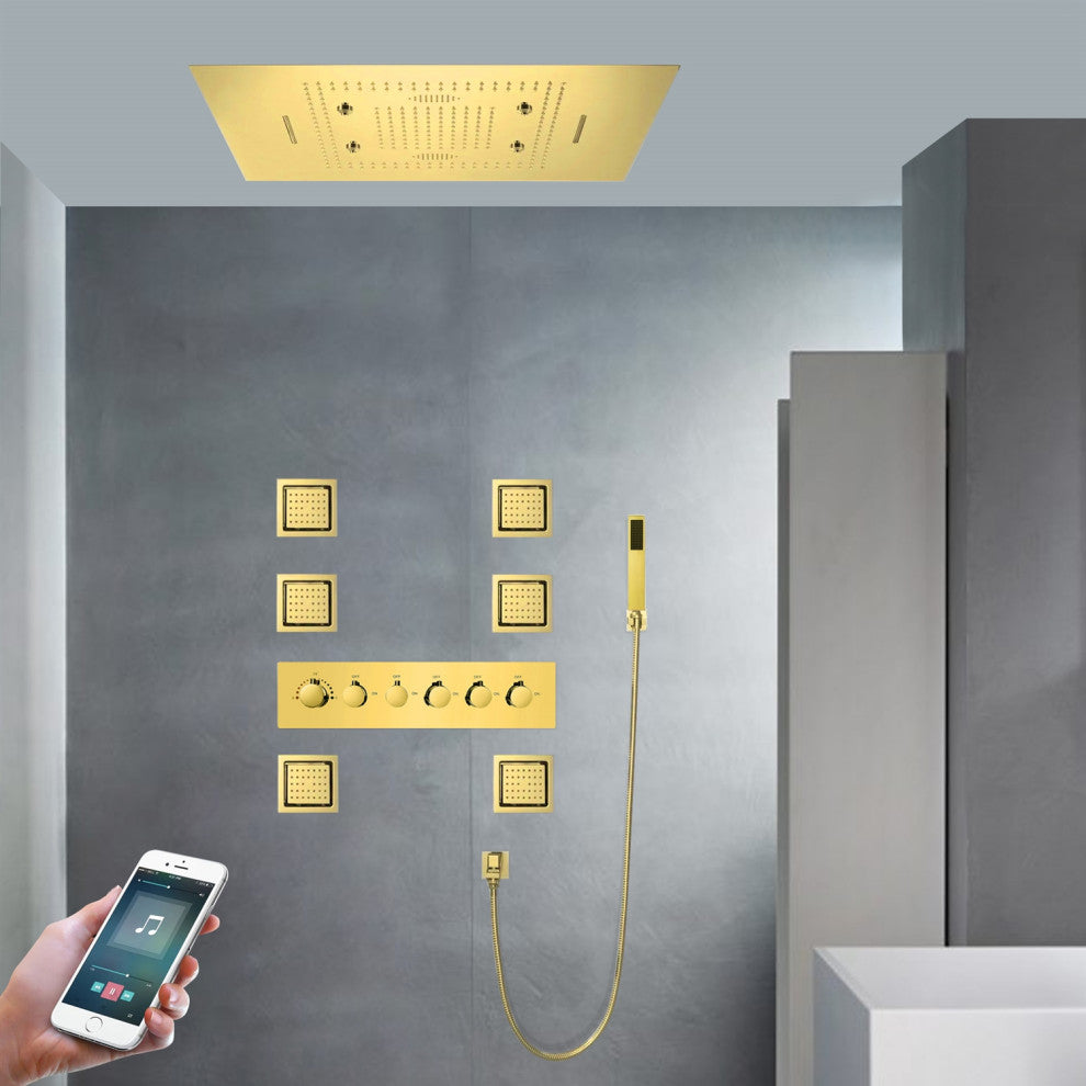 LED Shower System, Jetted Body Sprays and Hand Shower, Phone Control Light