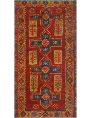 Fine Vintage Distressed Francisc Red/Navy Rug, 4'9 x 9'2