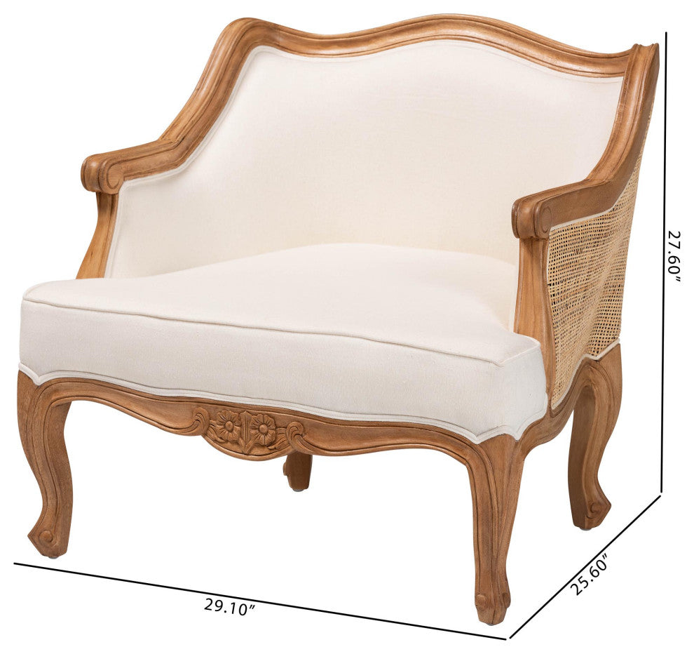 Saif Accent Chair, Beige/Honey Brown