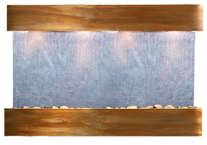 Sunrise Springs water fountain, Black Featherstone, Rustic Copper, Square