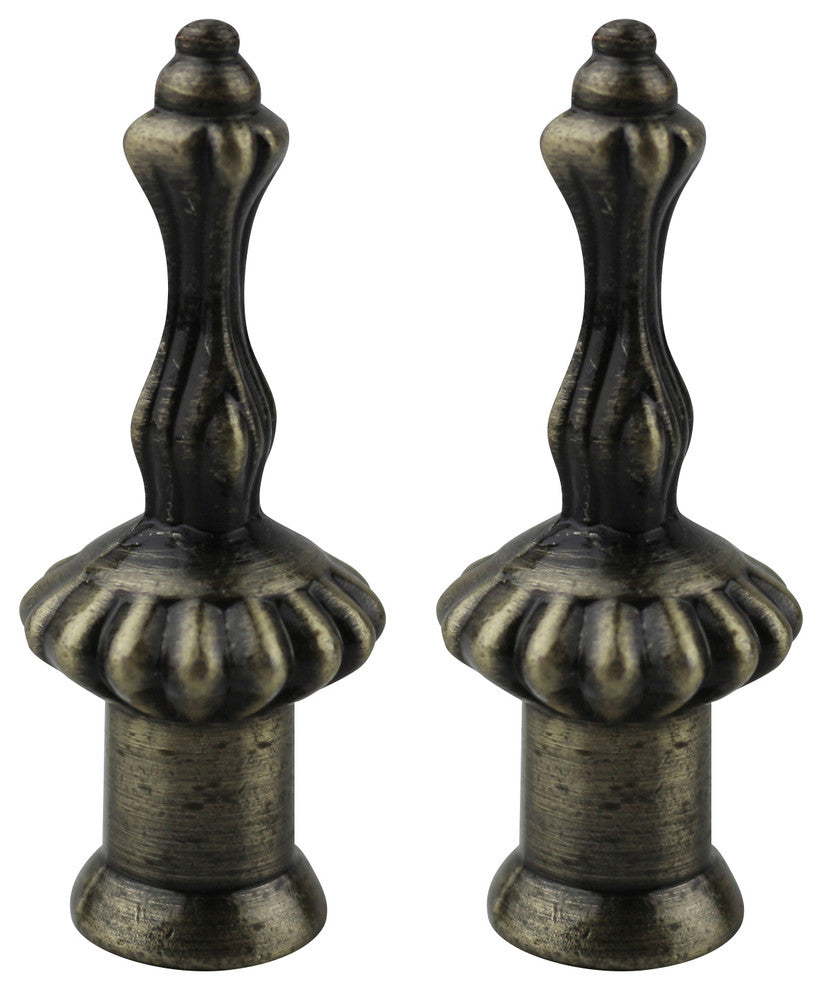 Markington Lamp Finial, 2" Tall, Antique Brass, Set of 2