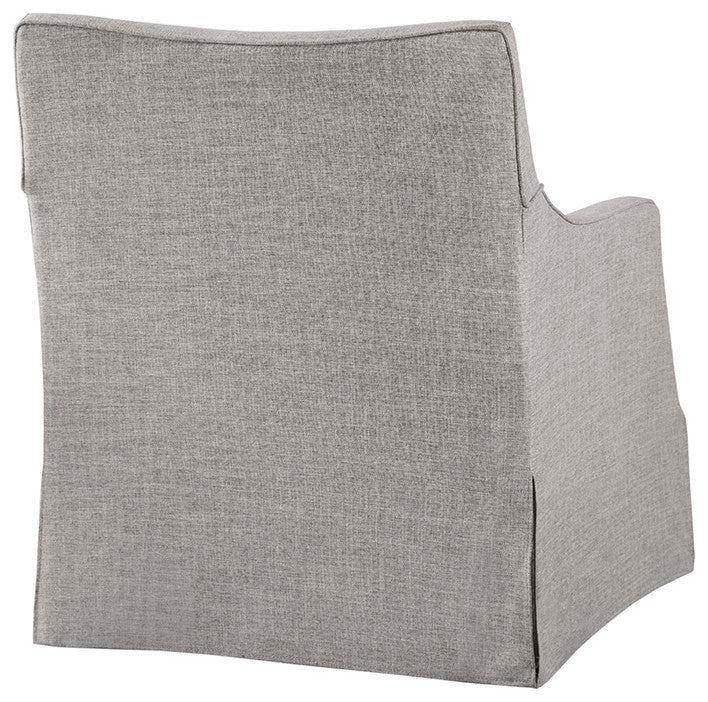 Martha Stewart Upholstered Skirted Swivel Armchair with Pillow, Grey