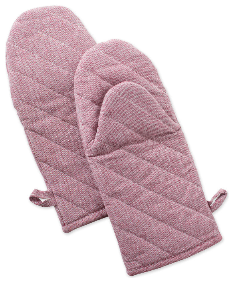 Barn Red Solid Chambray Oven Mitt, Set of 2