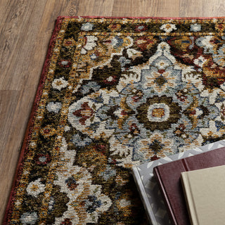 Adeline Traditional Panel Medallions Red/ Multi Area Rug 8'6" x 11'7"