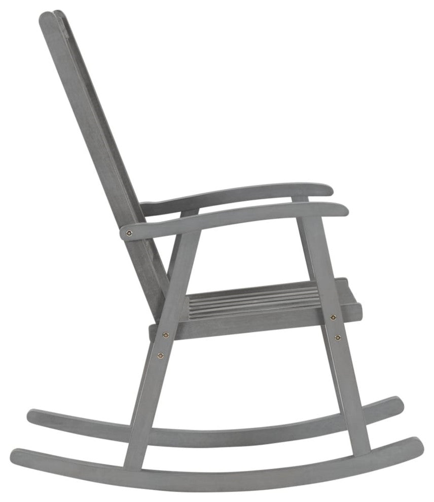Vidaxl Rocking Chair With Cushions Gray Solid Acacia Wood