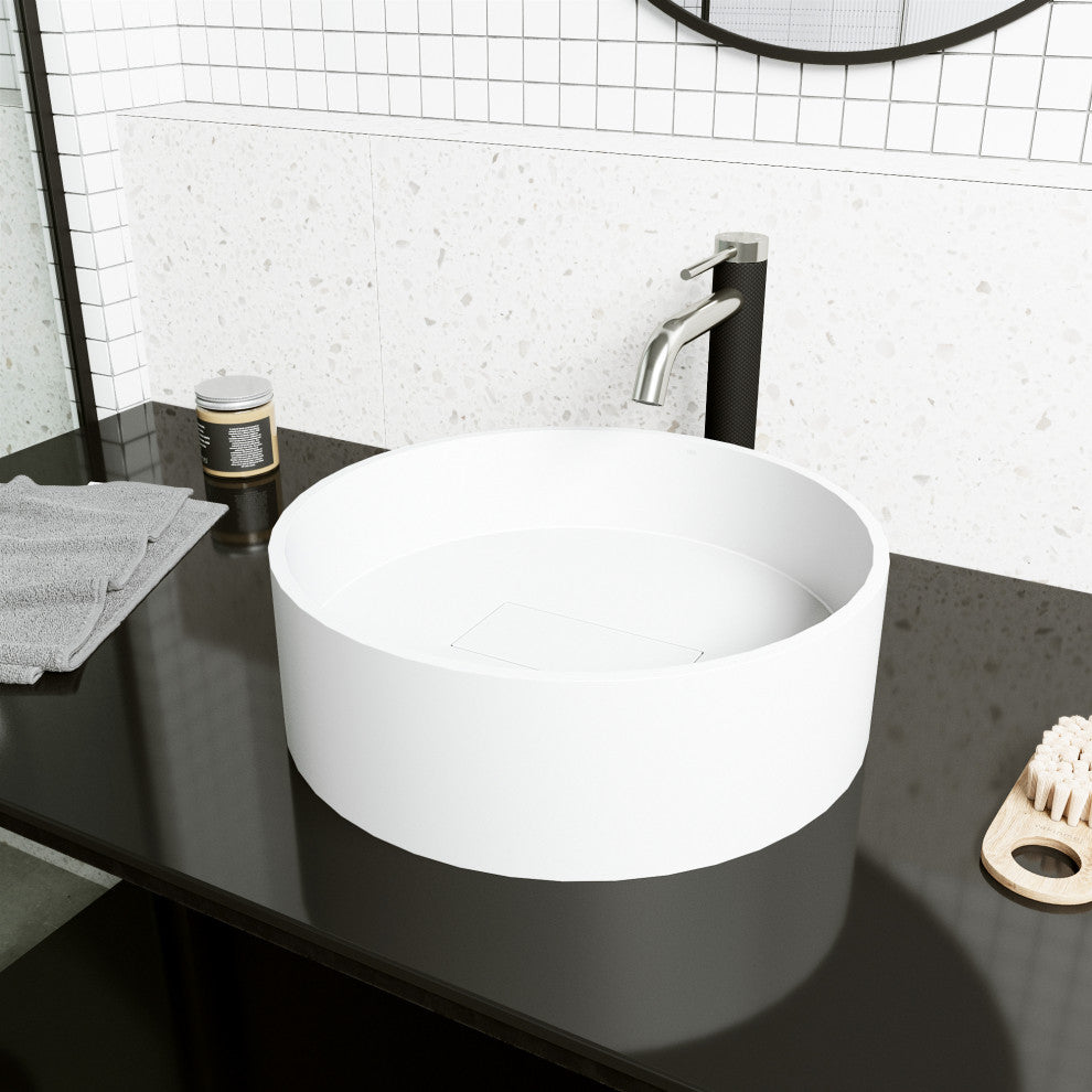 Bryant 15"L x 15"W MatteStone Vessel Sink and Lexington 10"H Faucet Set